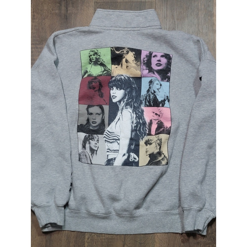 Taylor Swift The Eras Tour Graphic Sweatshirt Pullover Quarter Zip Gray Size M - Picture 14 of 15